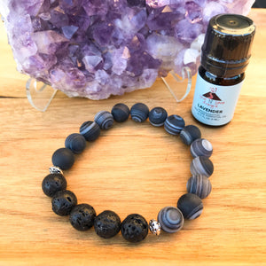 Sardonyx (Matte) Aromatherapy Essential Oil Diffuser Bracelet (10mm beads)