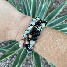 Dalmatian Jasper & Black Onyx Aromatherapy Essential Oil Diffuser Bracelet (8mm beads)