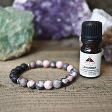aromatherapy bracelet, pink zebra jasper, lava rock bracelet
