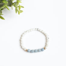 Moonstone and Angelite Skinny Stacker Bracelet (6mm beads)