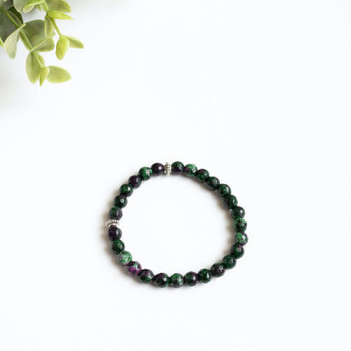 Faceted Ruby in Zoiste Skinny Stacker Bracelet (6mm beads)