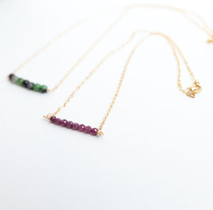 Ruby Gemstone Bar Necklace