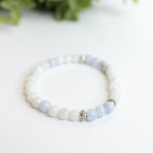 Moonstone and Blue Chalcedony Skinny Stacker Bracelet (6mm beads)