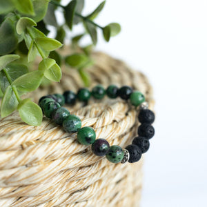 Ruby in Zoisite Aromatherapy Essential Oil Diffuser Bracelet (8mm beads)
