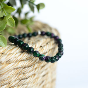 Faceted Ruby in Zoiste Skinny Stacker Bracelet (6mm beads)