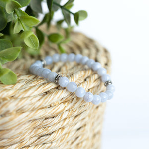 Blue Chalcedony Skinny Stacker Bracelet (6mm beads)