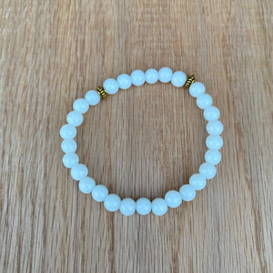 White Jade Skinny Stacker Bracelet (6mm beads)