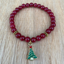 Christmas Tree Red Jade Skinny Stacker Bracelet