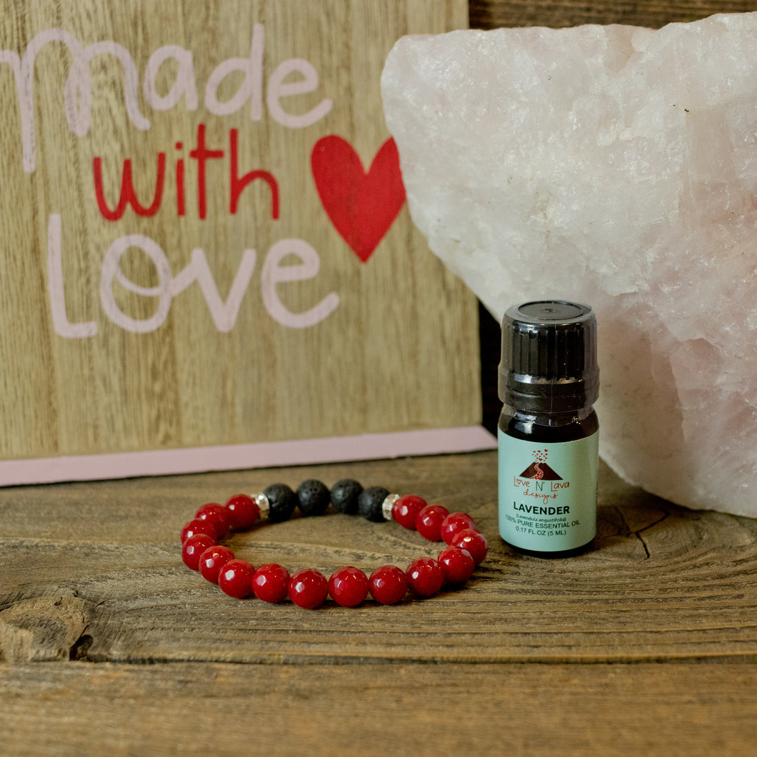 Valentine’s Day Red Jade Aromatherapy Bracelet