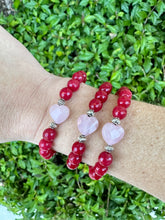 Valentine’s Day Red Jade & Rose Quartz Heart Aromatherapy Bracelet