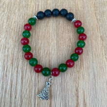 Christmas Tree Green & Red Jade Aromatherapy Bracelet