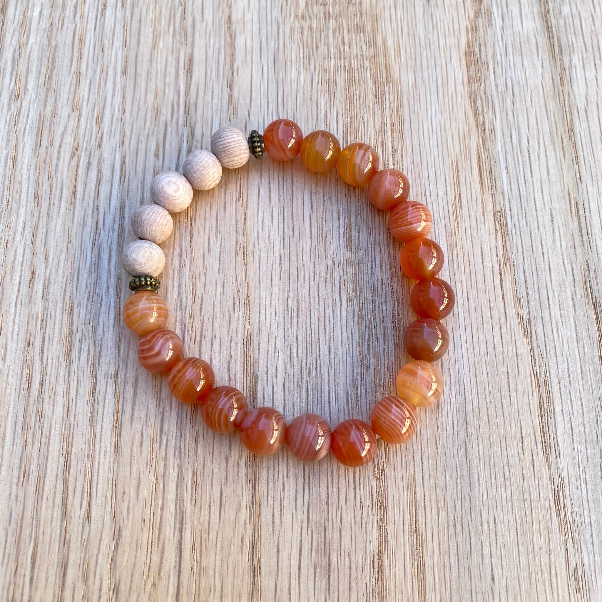 Orange Botswana Agate Aromatherapy Essential Oil Diffuser Bracelet (8mm beads)