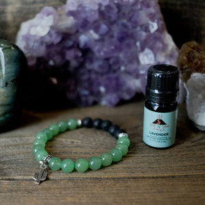 aromatherapy bracelet, green aventurine, lava rock bracelet