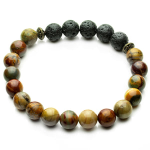 Picasso Jasper Aromatherapy Essential Oil Diffuser Bracelet (8mm beads)