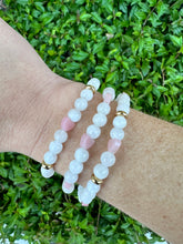 Moonstone and Pink Opal Heart bracelet